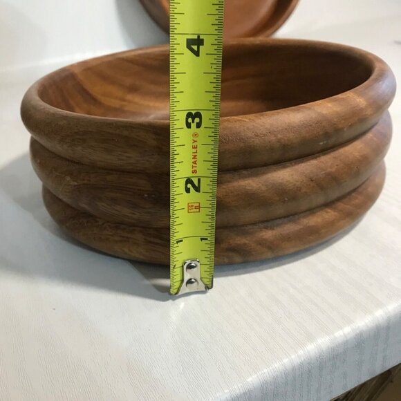 Wooden Bowl Set From Philippines 8 Pieces 4 Small & 2 Serving Bowls Spoon Fork - Picture 13 of 14